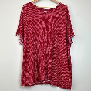 FREE PEOPLE We the Free Bali Backpacker Oversized Tee Shirt in Berry Combo XL